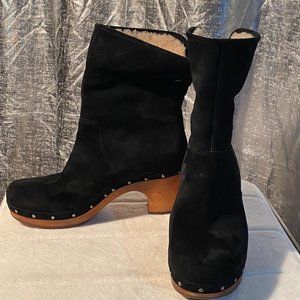 UGG AUSTRALIA LYNNEA CLOG BOOTS BLK SUEDE (SZ 8)